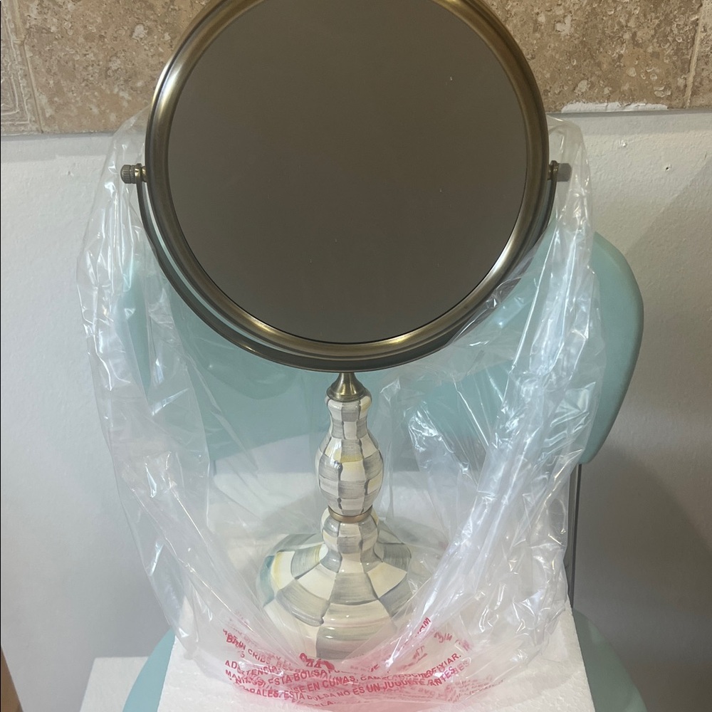 MacKenzie-Childs Gold and Cream Vanity Mirror